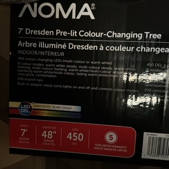 Noma Christmas tree light up rainbow white luxury 7ft tall 938 branch tips tree - Picture 3 of 6